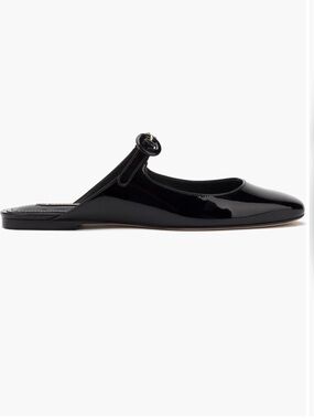 Larroudé Blair Black Patent Leather Slip-On Mary Jane Mule Ballet Flat